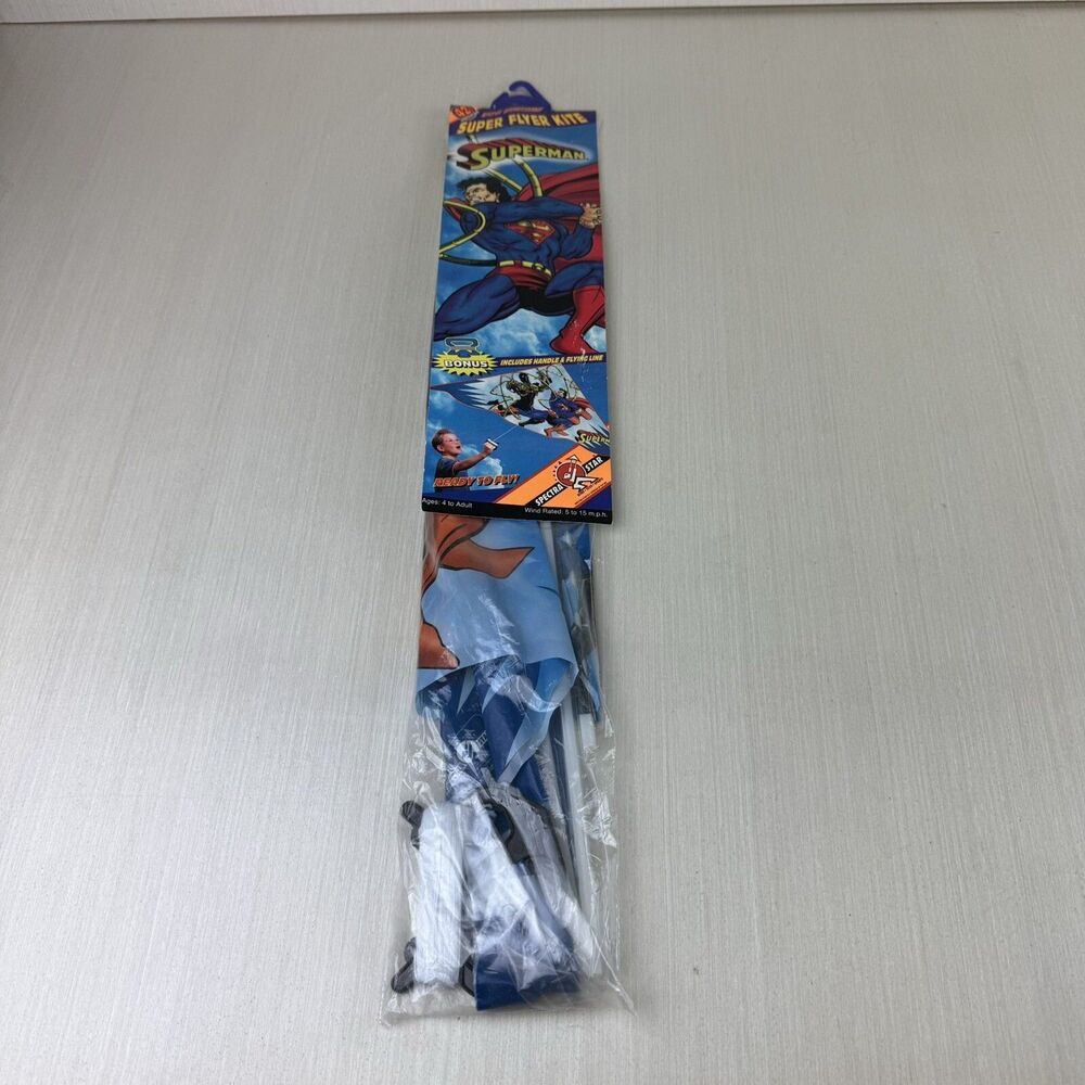 Vintage 1996 Super Flyer Kite Superman 42” Wingspan With Handle Toy Biz New
